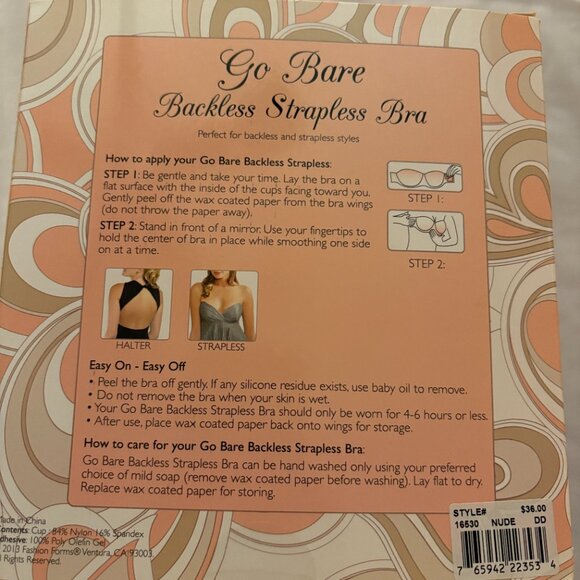 Fashion Forms Go Bare Backless Strapless Bra in Nude, Size DD - Picture 4 of 16